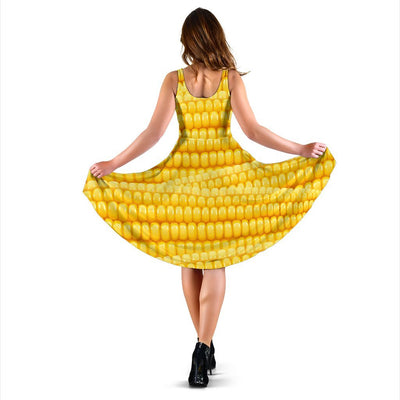 Agricultural Corn cob Pattern Sleeveless Dress