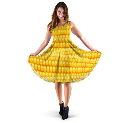 Agricultural Corn cob Pattern Sleeveless Dress