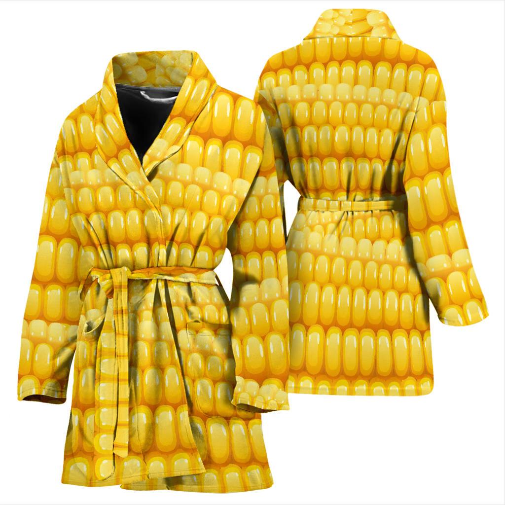 Agricultural Corn cob Pattern Women Bath Robe-JTAMIGO.COM
