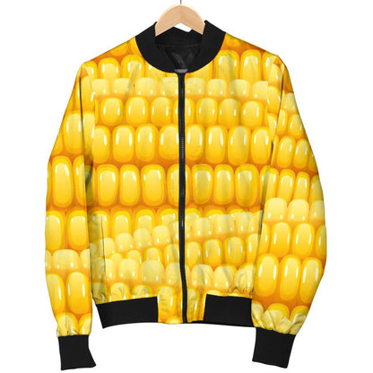 Agricultural Corn Cob Pattern Women Casual Bomber Jacket
