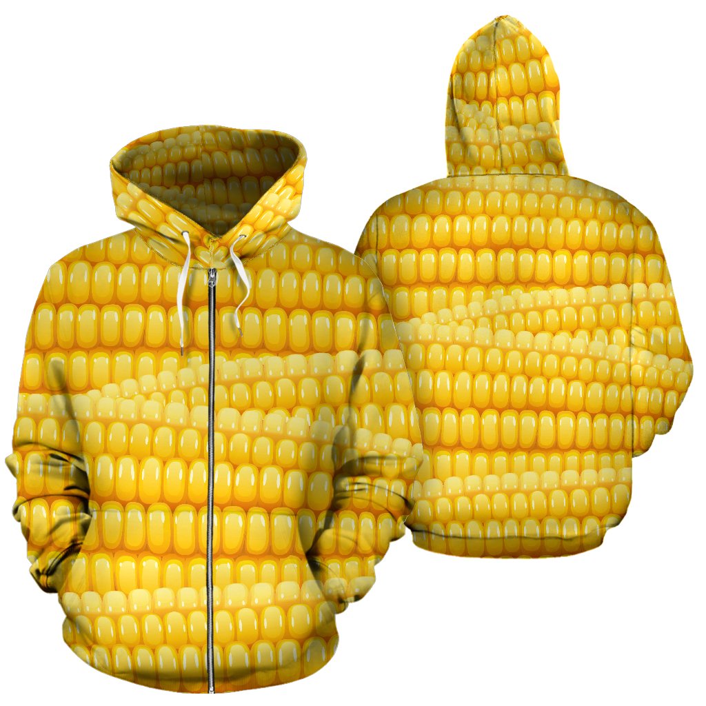 Agricultural Corn Cob Pattern Zip Up Hoodie
