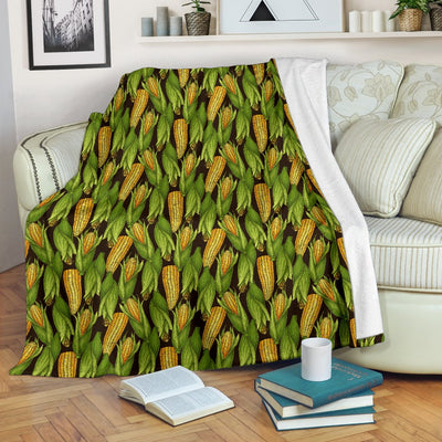 Agricultural Corn Cob Print Fleece Blanket