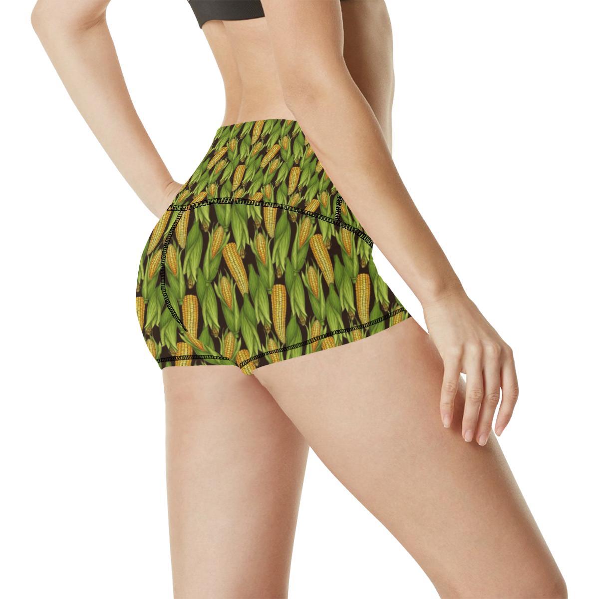 Agricultural Corn cob Print High Waisted Spandex Shorts-JTAMIGO.COM