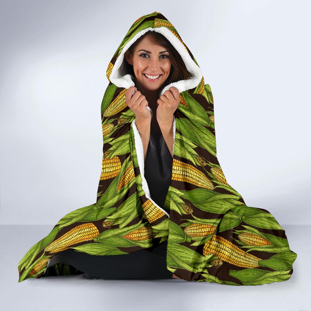 Agricultural Corn cob Print Hooded Blanket-JTAMIGO.COM