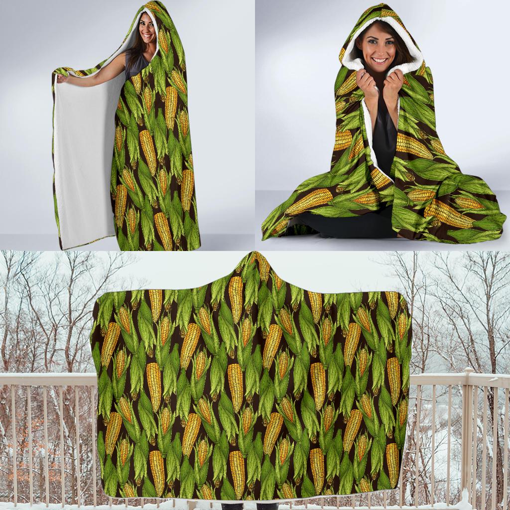 Agricultural Corn cob Print Hooded Blanket-JTAMIGO.COM