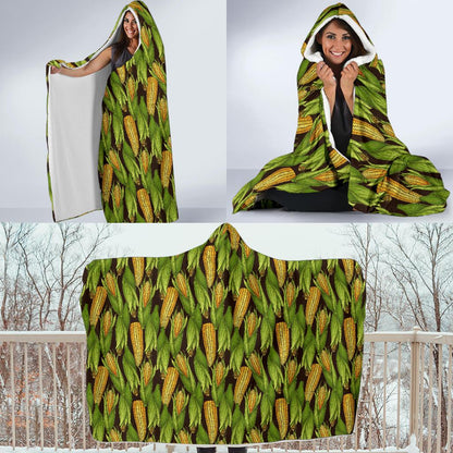 Agricultural Corn cob Print Hooded Blanket-JTAMIGO.COM