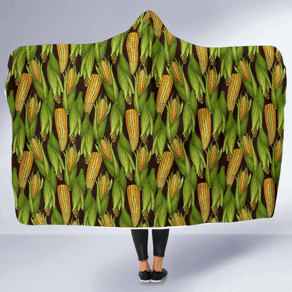 Agricultural Corn cob Print Hooded Blanket-JTAMIGO.COM