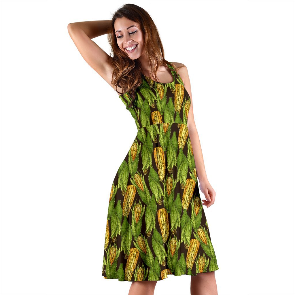 Agricultural Corn cob Print Sleeveless Dress