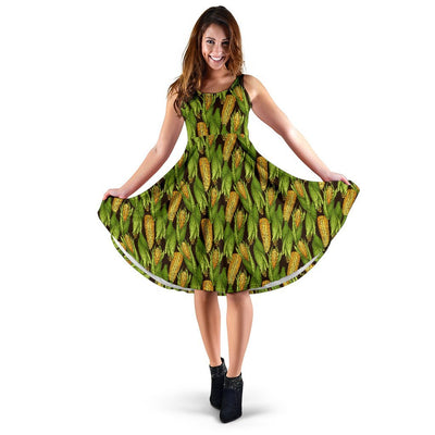 Agricultural Corn cob Print Sleeveless Dress