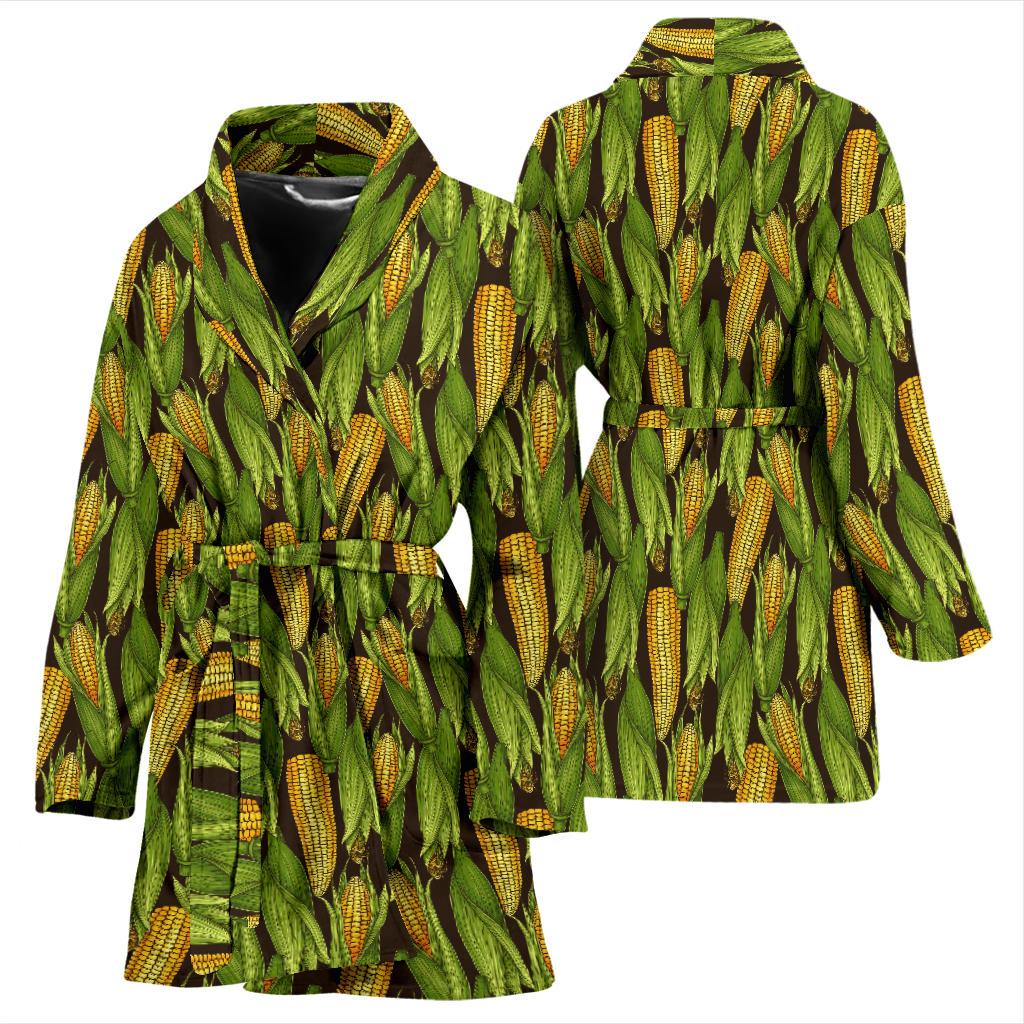 Agricultural Corn cob Print Women Bath Robe-JTAMIGO.COM