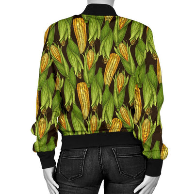 Agricultural Corn Cob Print Women Casual Bomber Jacket