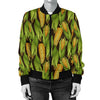 Agricultural Corn Cob Print Women Casual Bomber Jacket
