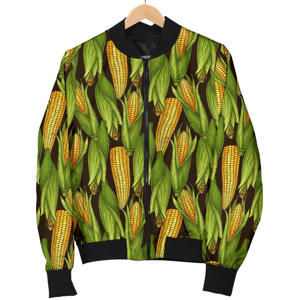 Agricultural Corn Cob Print Women Casual Bomber Jacket