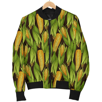 Agricultural Corn Cob Print Women Casual Bomber Jacket