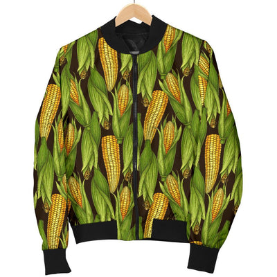 Agricultural Corn Cob Print Women Casual Bomber Jacket