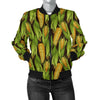 Agricultural Corn Cob Print Women Casual Bomber Jacket