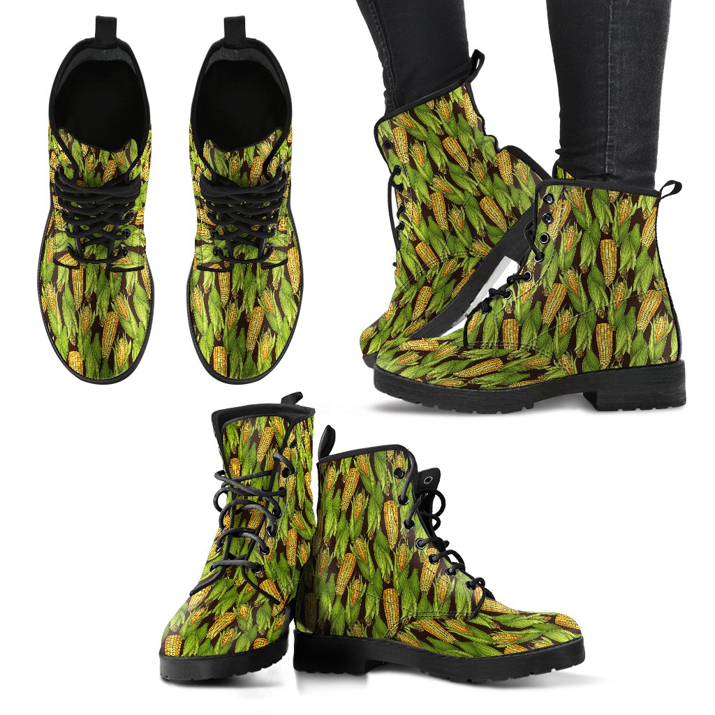 Agricultural Corn cob Print Women Leather Boots-JTAMIGO.COM