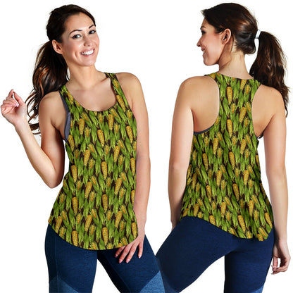 Agricultural Corn Cob Print Women Racerback Tank Top
