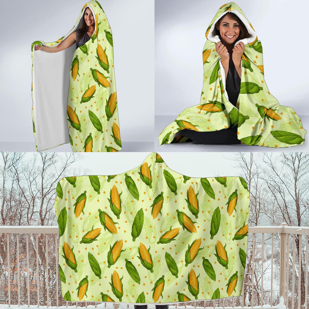Agricultural Fresh Corn cob Print Pattern Hooded Blanket-JTAMIGO.COM