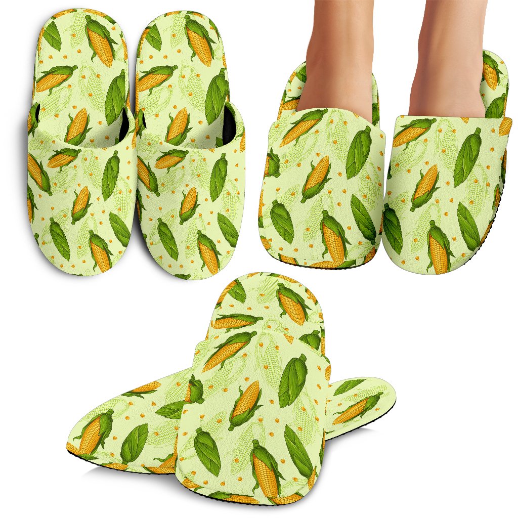 Agricultural Fresh Corn cob Print Pattern House Slippers - JTAMIGO