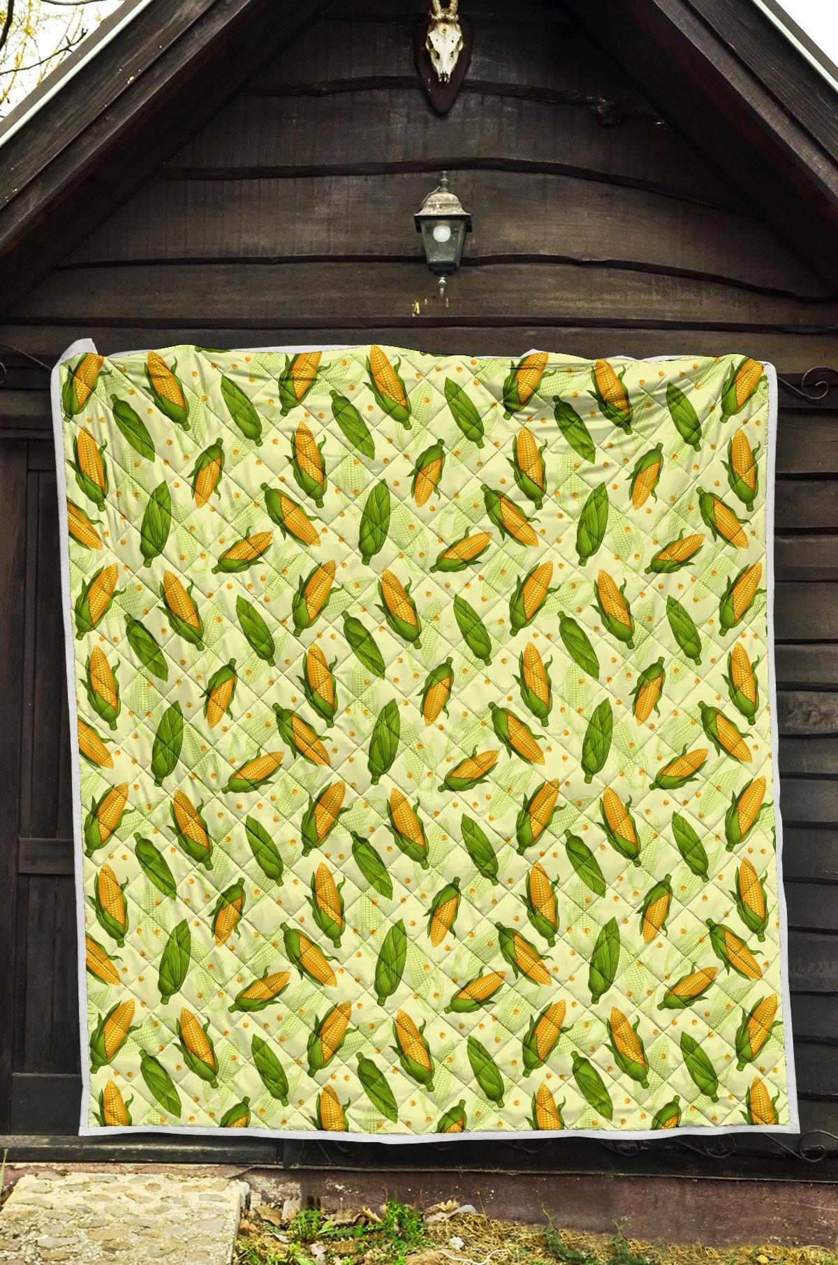 Agricultural Fresh Corn cob Print Pattern Premium Quilt-JTAMIGO.COM