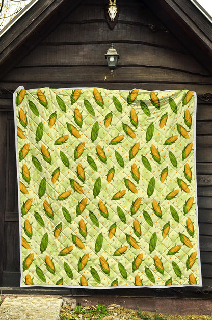 Agricultural Fresh Corn cob Print Pattern Premium Quilt-JTAMIGO.COM