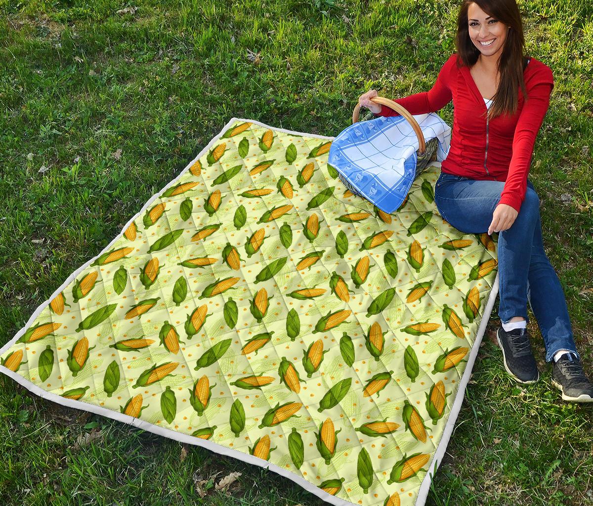 Agricultural Fresh Corn cob Print Pattern Premium Quilt-JTAMIGO.COM