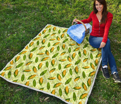 Agricultural Fresh Corn cob Print Pattern Premium Quilt-JTAMIGO.COM