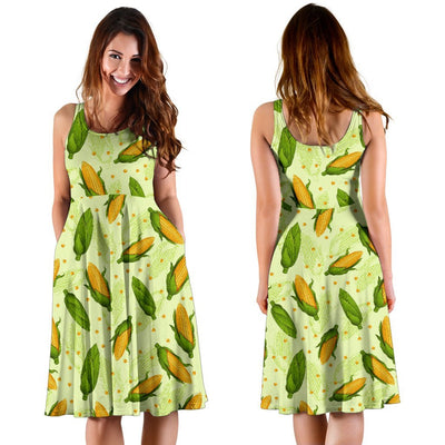 Agricultural Fresh Corn cob Print Pattern Sleeveless Dress