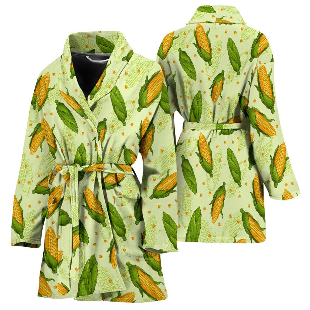 Agricultural Fresh Corn cob Print Pattern Women Bath Robe-JTAMIGO.COM