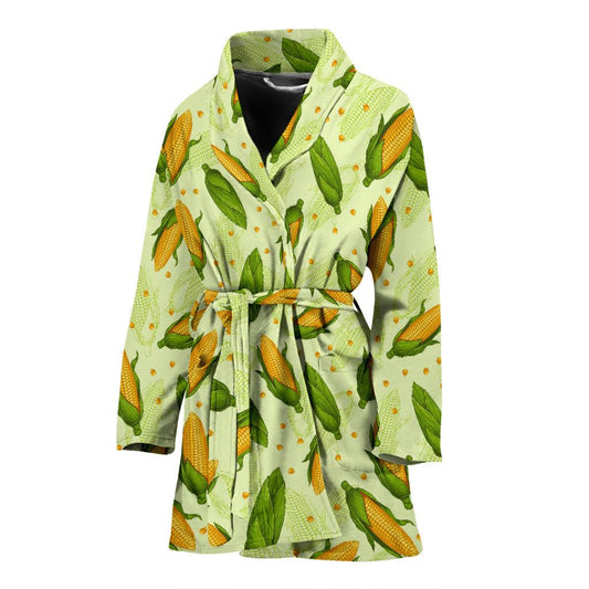 Agricultural Fresh Corn cob Print Pattern Women Bath Robe-JTAMIGO.COM