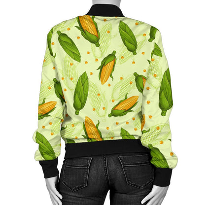 Agricultural Fresh Corn Cob Print Pattern Women Casual Bomber Jacket