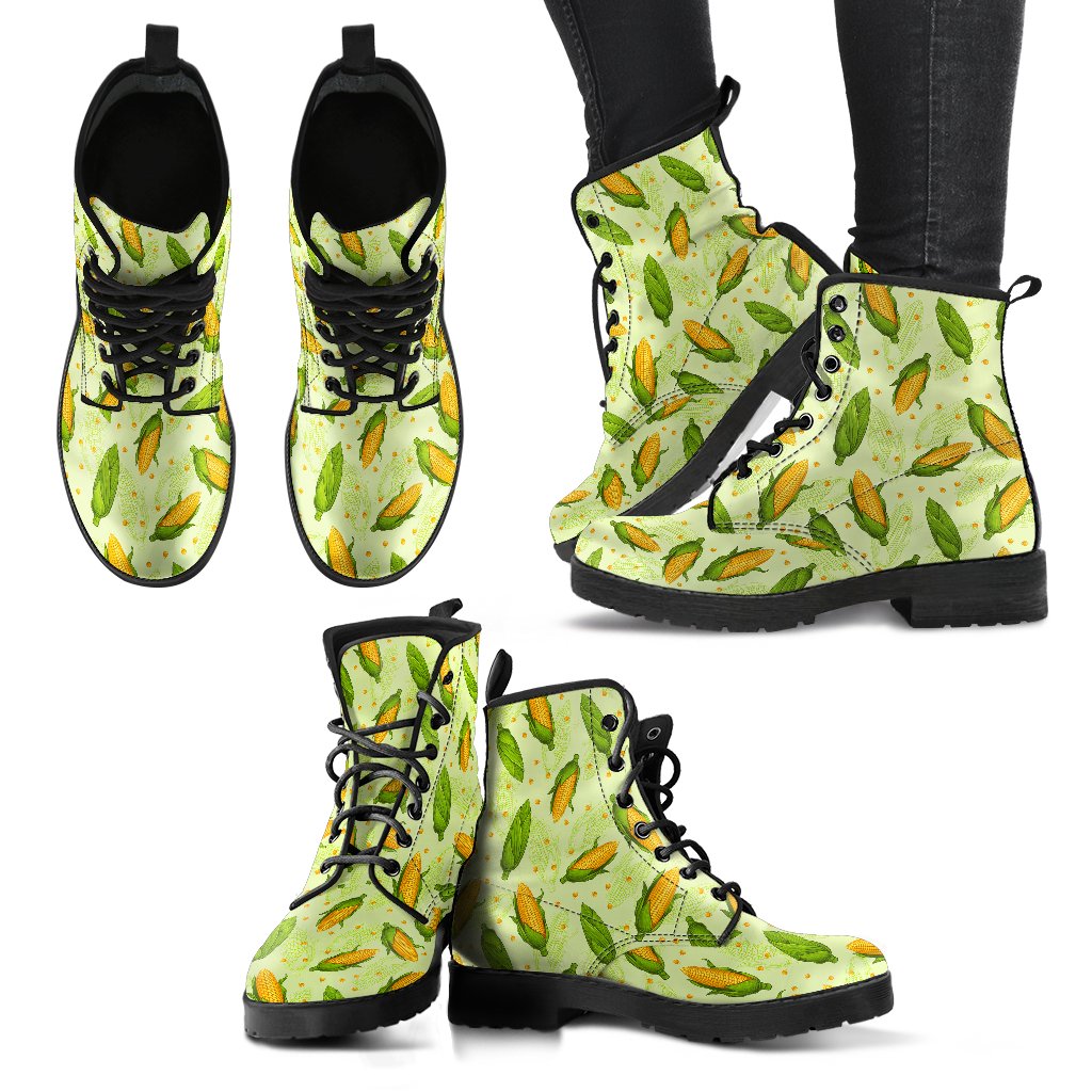 Agricultural Fresh Corn cob Print Pattern Women Leather Boots-JTAMIGO.COM