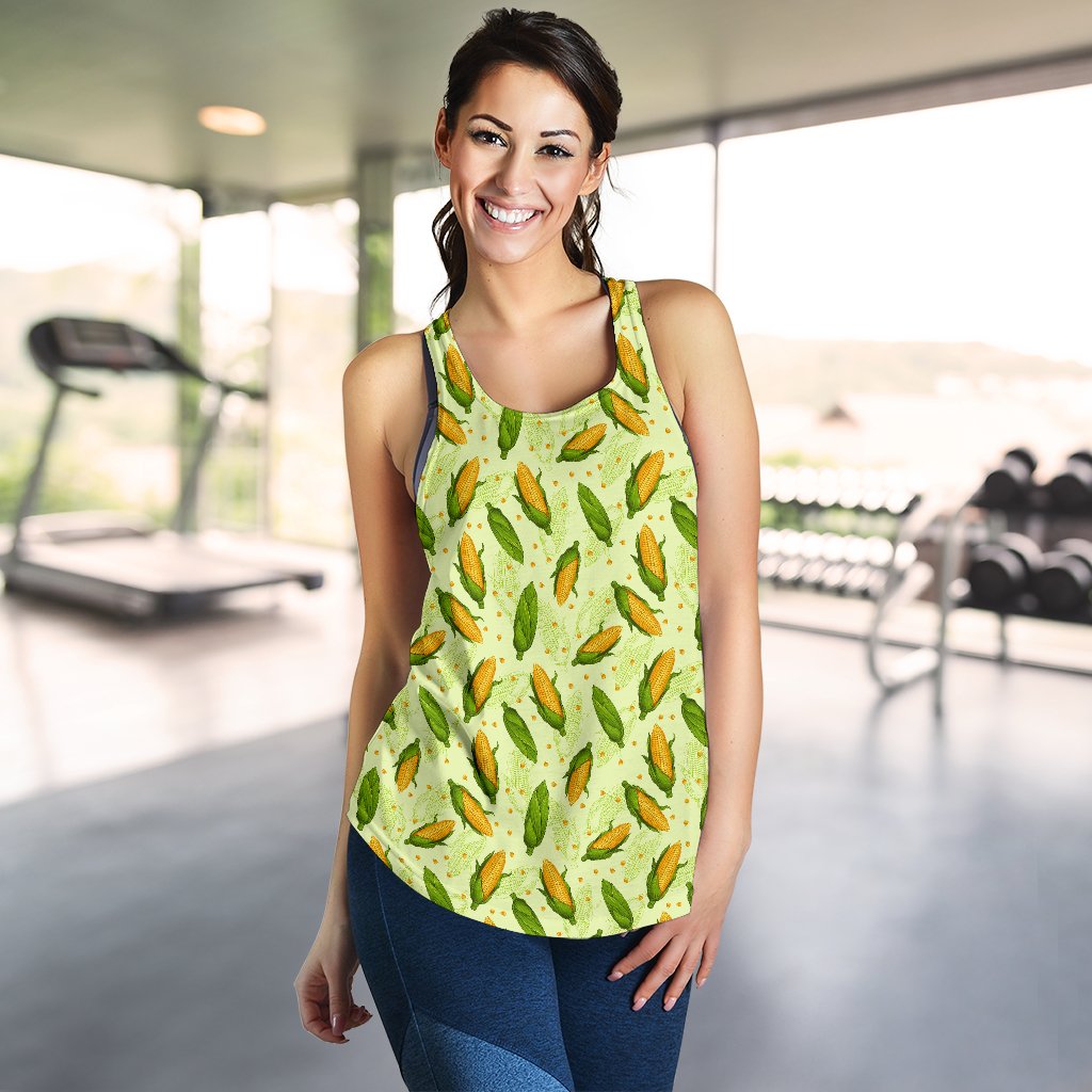 Agricultural Fresh Corn Cob Print Pattern Women Racerback Tank Top