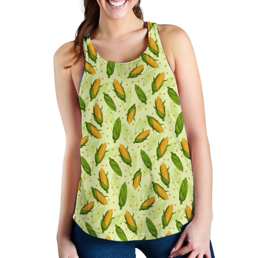 Agricultural Fresh Corn Cob Print Pattern Women Racerback Tank Top
