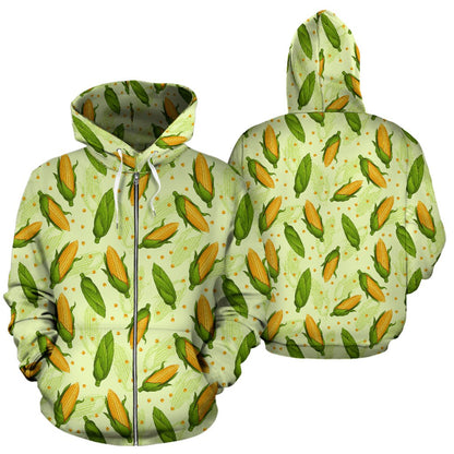 Agricultural Fresh Corn Cob Print Pattern Zip Up Hoodie