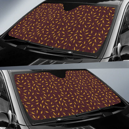 Agricultural Gold Wheat Print Pattern Car Sun Shade For Windshield