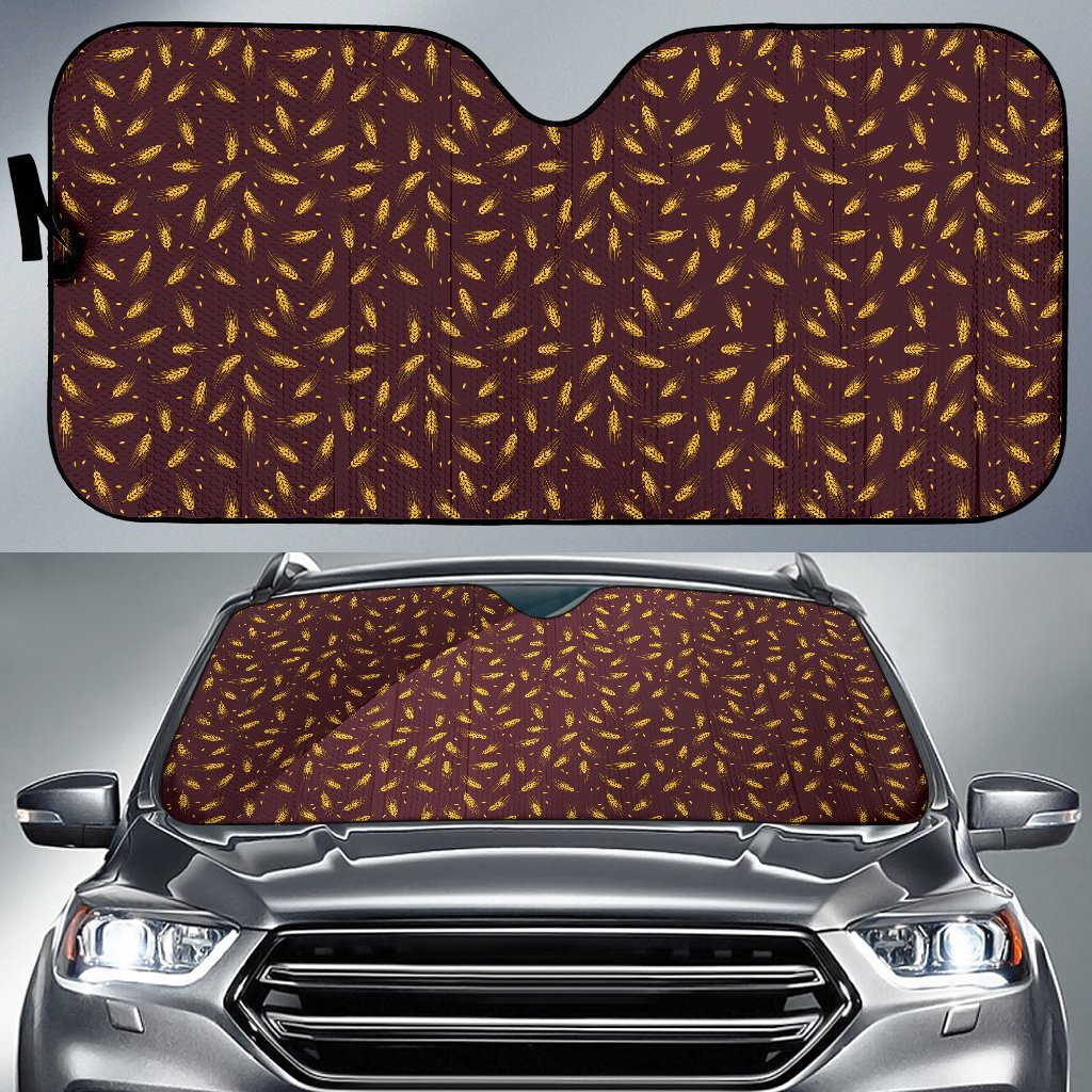 Agricultural Gold Wheat Print Pattern Car Sun Shade For Windshield