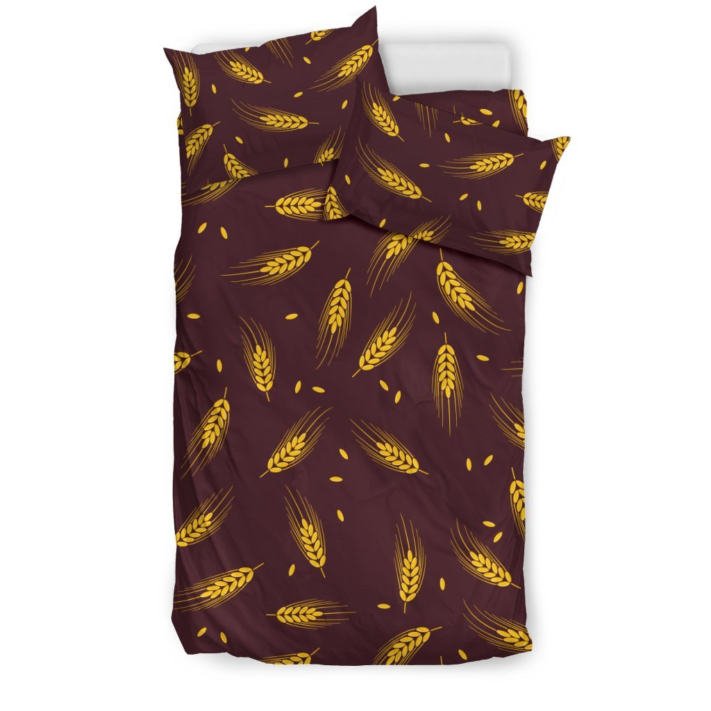 Agricultural Gold Wheat Print Pattern Duvet Cover Bedding Set