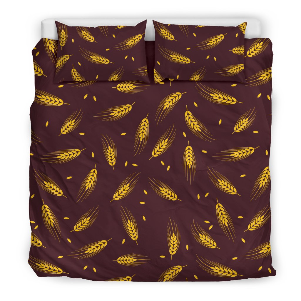 Agricultural Gold Wheat Print Pattern Duvet Cover Bedding Set