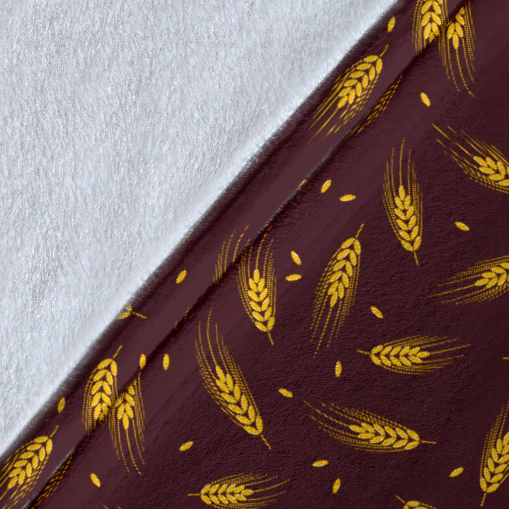 Agricultural Gold Wheat Print Pattern Fleece Blanket