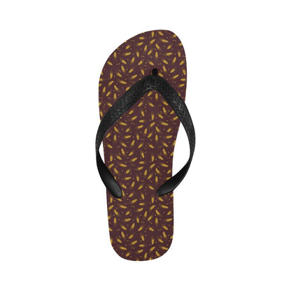 Agricultural Gold Wheat Print Pattern Flip Flops-JTAMIGO.COM