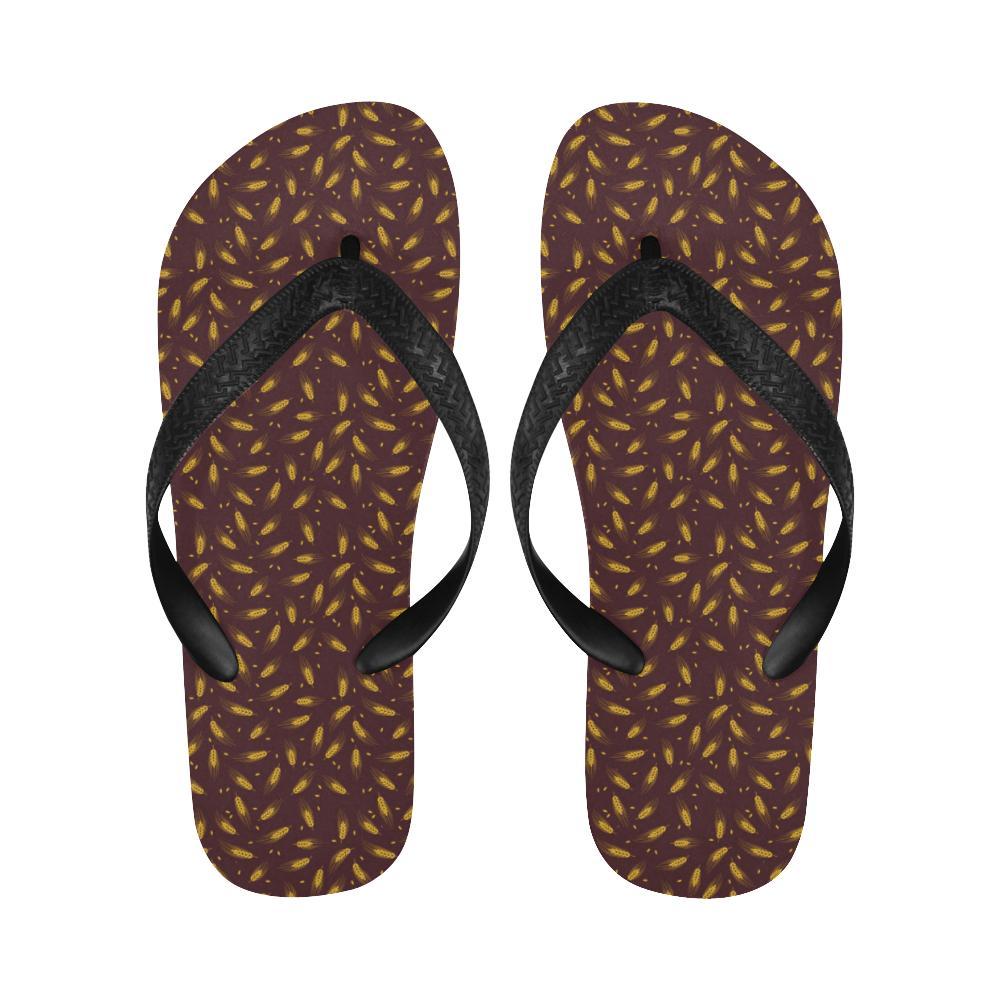 Agricultural Gold Wheat Print Pattern Flip Flops-JTAMIGO.COM