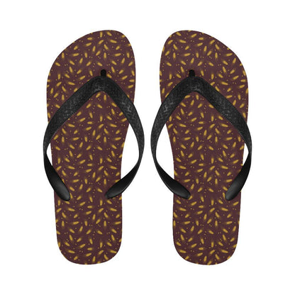 Agricultural Gold Wheat Print Pattern Flip Flops-JTAMIGO.COM
