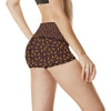 Agricultural Gold Wheat Print Pattern High Waisted Spandex Shorts-JTAMIGO.COM