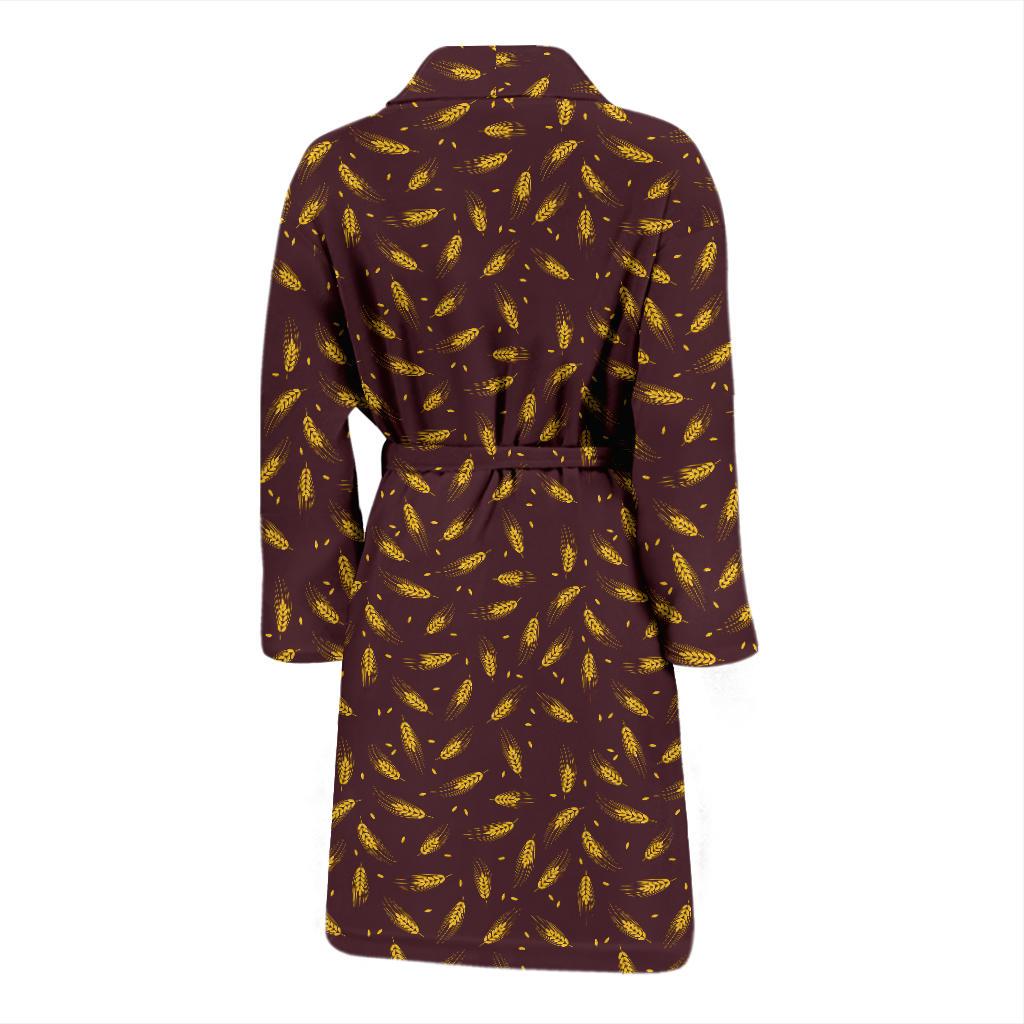 Agricultural Gold Wheat Print Pattern Men Bath Robe-JTAMIGO.COM