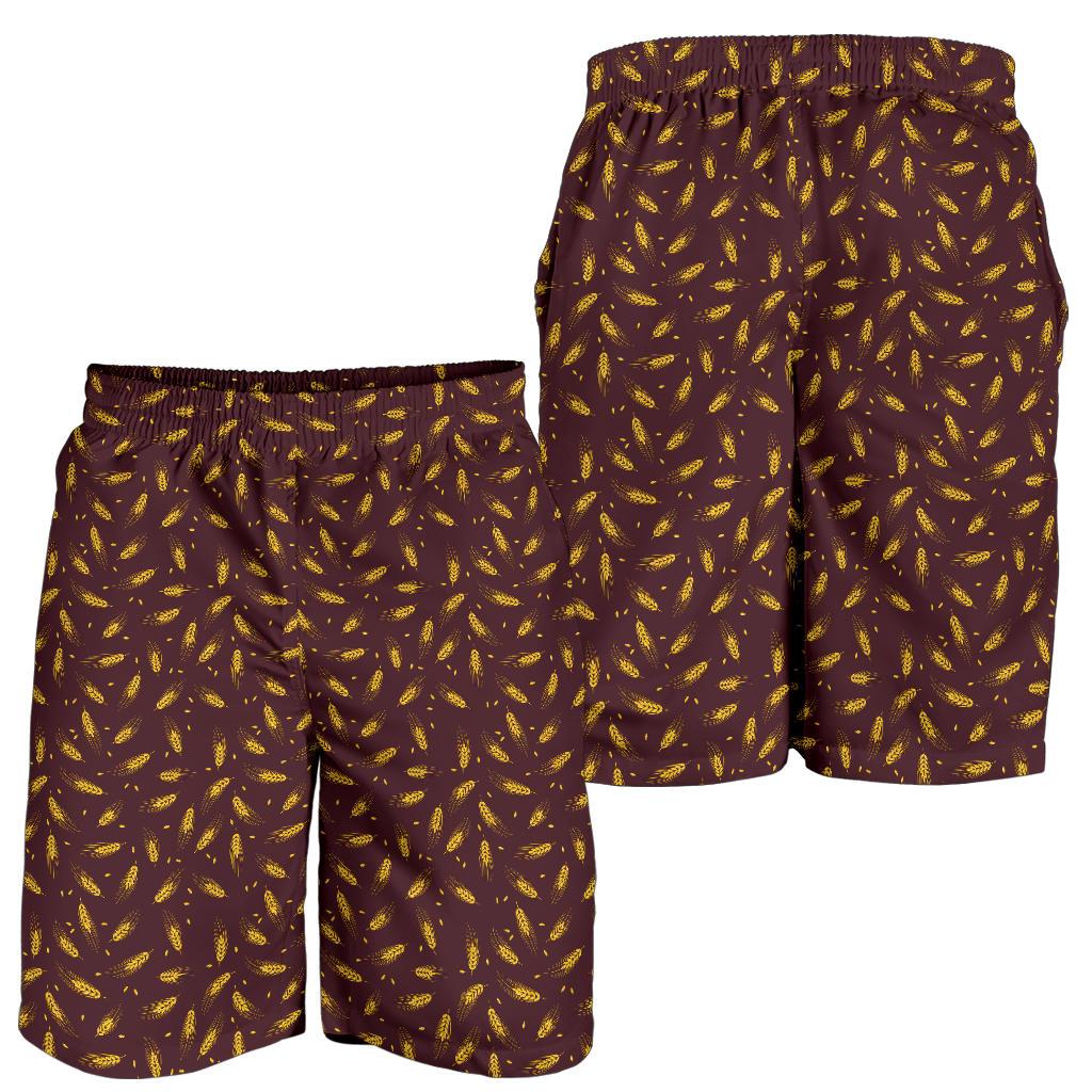 Agricultural Gold Wheat Print Pattern Mens Shorts-JTAMIGO.COM