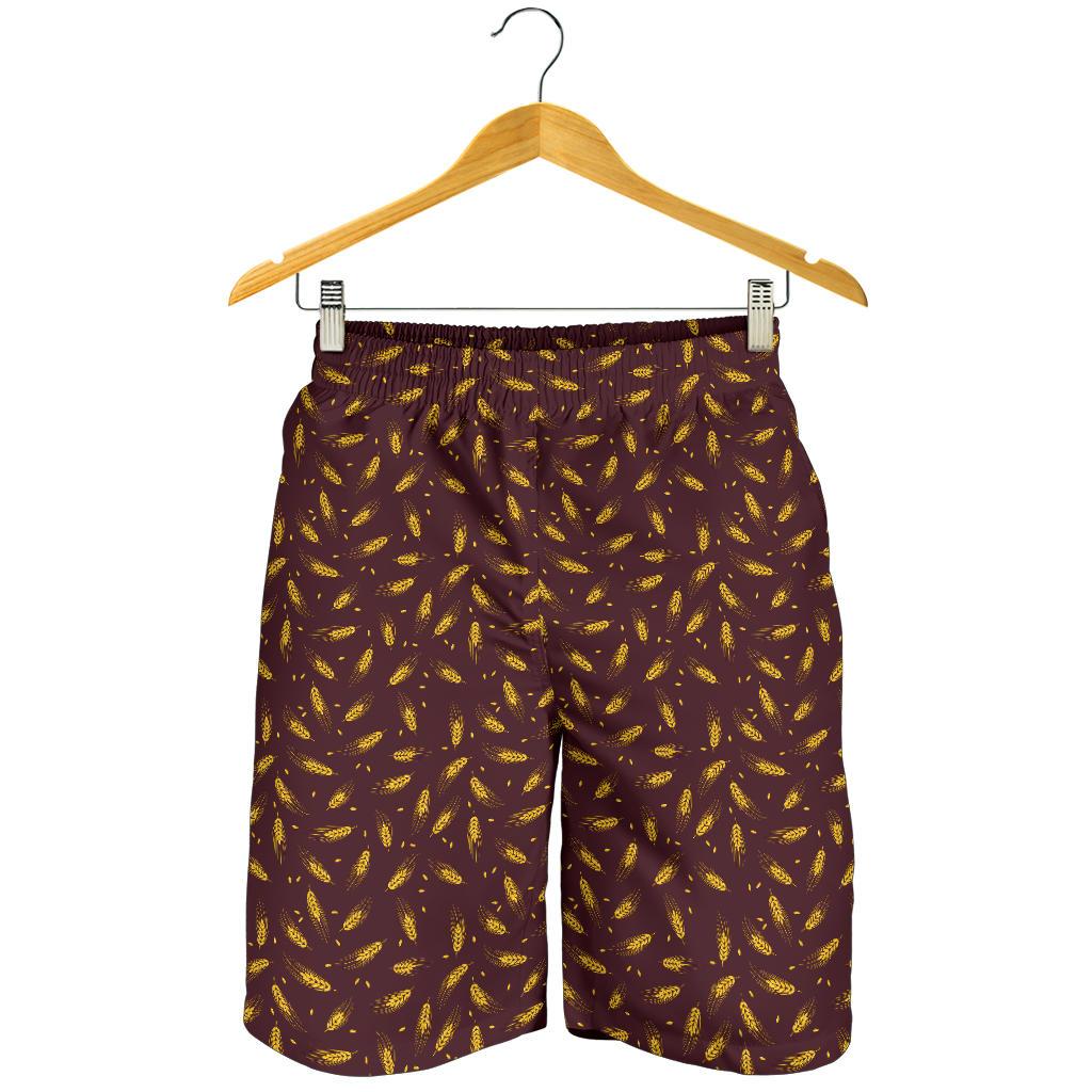 Agricultural Gold Wheat Print Pattern Mens Shorts-JTAMIGO.COM