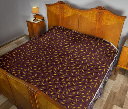 Agricultural Gold Wheat Print Pattern Premium Quilt-JTAMIGO.COM