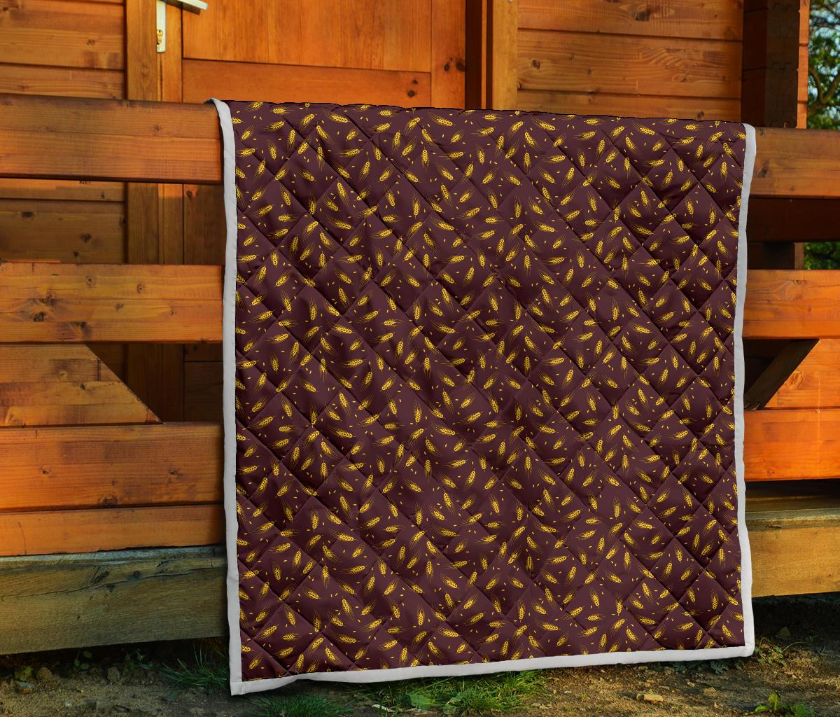 Agricultural Gold Wheat Print Pattern Premium Quilt-JTAMIGO.COM